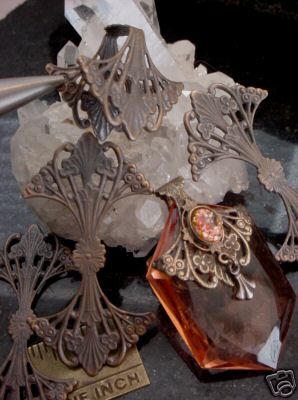 Our Oxidized Brass Art Nouveau Bow Shape Filigrees Make Unique Fold-Over Settings
